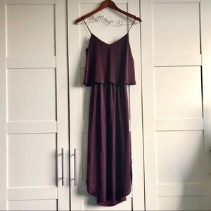Purple Curved Hem Midi Dress